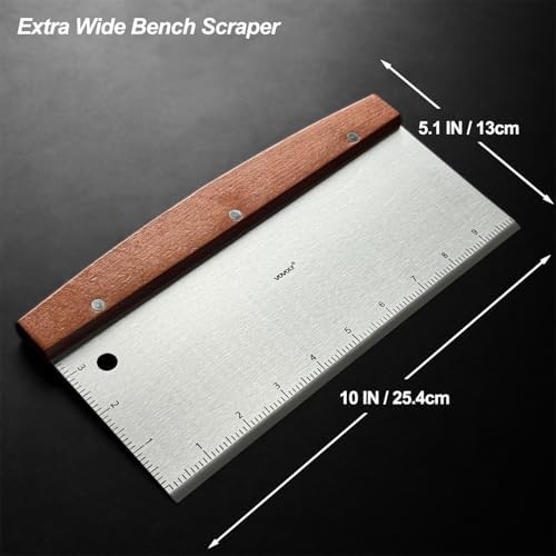 Vovoly Large Bench Scraper Kitchen Utensil, 10" Long Dough Scraper