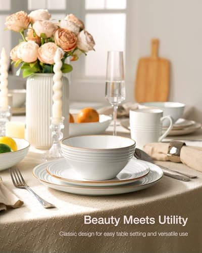 Famiware Jupiter Dinnerware Sets, Stoneware Dishes for 8, Plates and Bowls