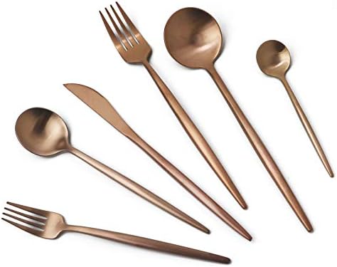 JASHII 18/10 Rose Gold Flatware Silverware Set 304 Stainless Steel