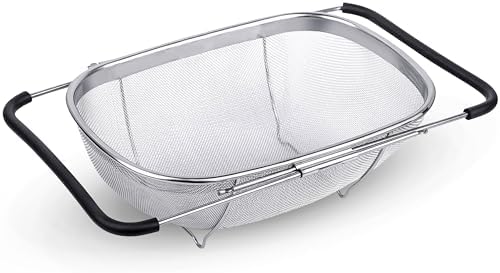 Alpine Cuisine Stainless Steel Over the Sink Colander Strainer 14x9.5