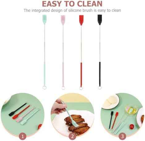 4pcs Silicone Pastry Brush Set with Stainless Steel Retractable Handle