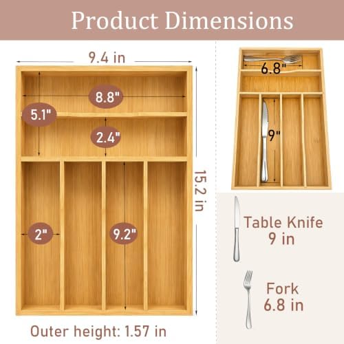Bamboo Silverware Organizer