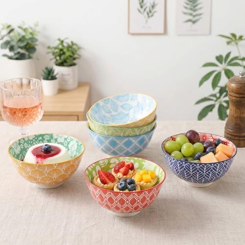 Dessert Bowls Set of 6 - Small Ceramic Bowls for Ice Cream, Snack