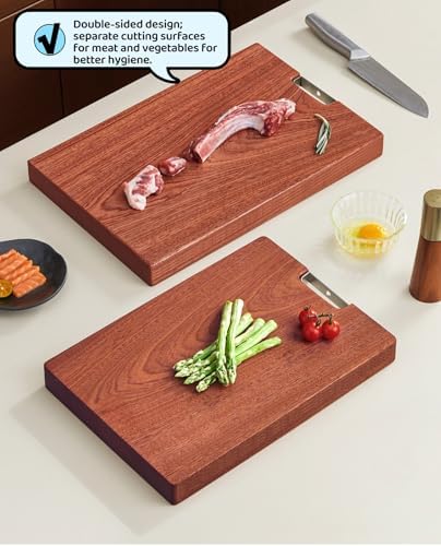 Ebony Wood Cutting Board with Handles, Double-Sided