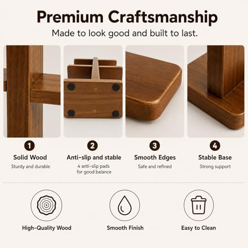 Coffee Mug Holder for Countertop, Wooden Coffee Mug Display Shelf