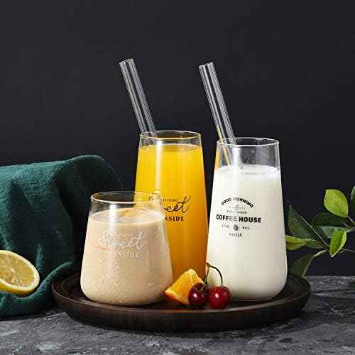 ALINK Reusable Glass Boba Straws, 14mm Extra Wide Clear Smoothie
