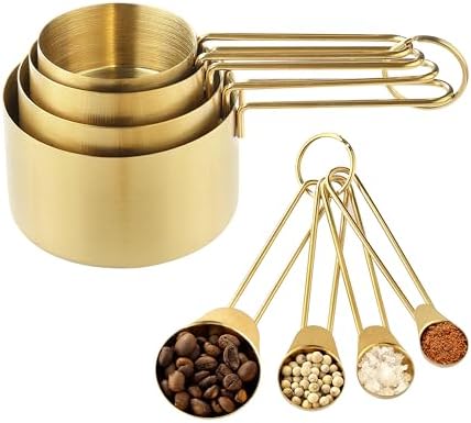 Measuring Cups and Spoons Set, Kaloo 8PCS Stainless Steel Metal