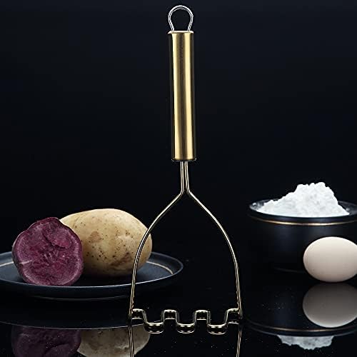 Gold Potato Masher, Stainless Steel Heavy Duty Metal Potato Ricer With