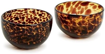 Two's Company Set of 2 Tortoise Print Tidbit Bowl, Glass, 4-inch