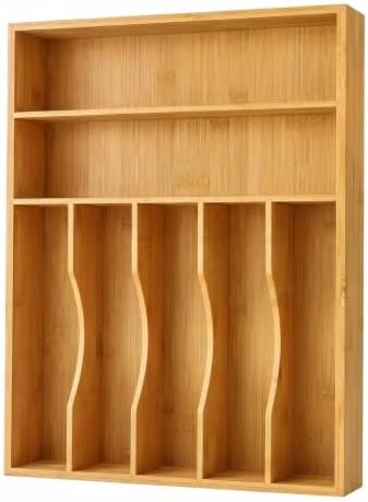 PINTUS 7-Slot Bamboo Cutlery Drawer Organizer, Medium Utensil Tray