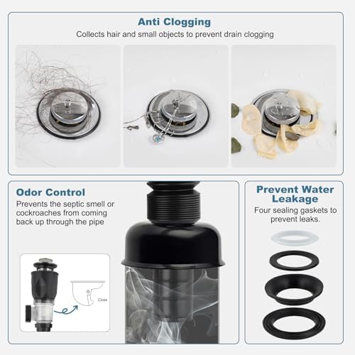Bathroom Sink Drain Kit, Sink Drain Pipe with Hair Catcher Strainer
