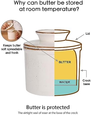 French Butter Dish, Butter Crock for Counter with Water Line, Ceramic
