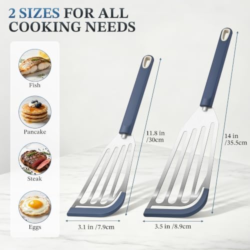 2Pcs Silicone Fish Spatula for Nonstick Cookware,Slotted Turner for