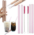 2 Packs Reusable Glass Drinking Boba Straws with Portable Case