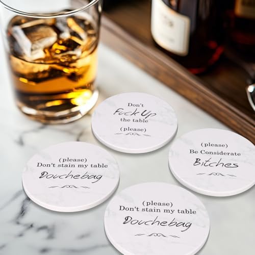White Elephant Gifts for Adults Funny Christmas Coasters Set with