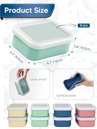 8 PCS 1 Cup Silicone Freezer Molds with Lid, 8oz Soup Freezer Molds