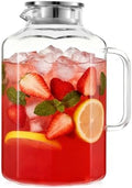 1 Gallon 128oz Octagon Glass Water Pitcher with Lid and Spout, Water