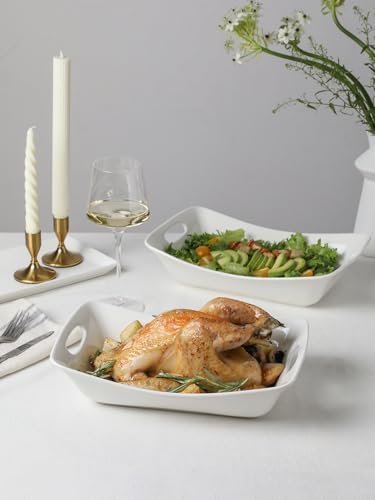 Kanwone Large Serving Bowls with Handles, White Serving Dishes For