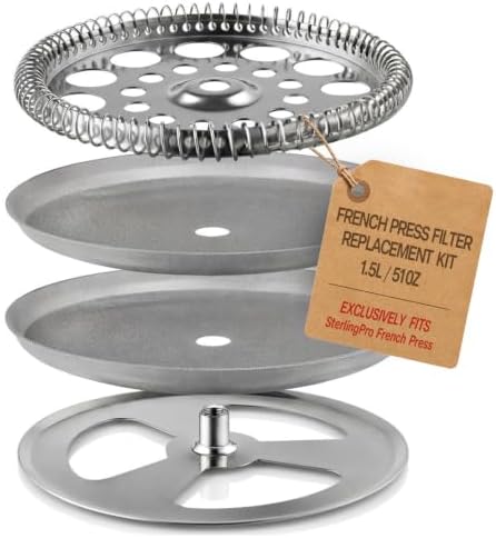 SterlingPro French Press Filter Replacement Kit 1.5L 51 oz - 4-Piece