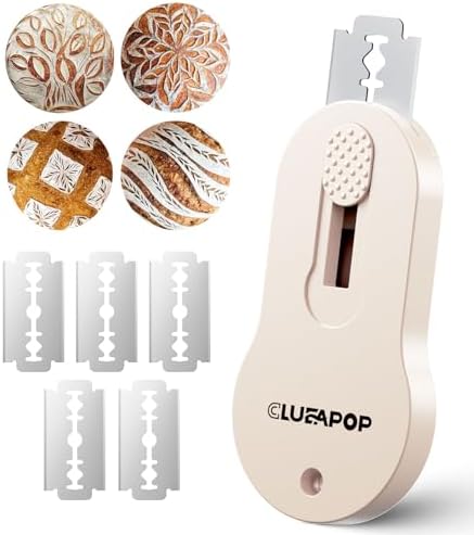 Bread Lame Dough Scoring Tool, 5 Razor Blades, Cream