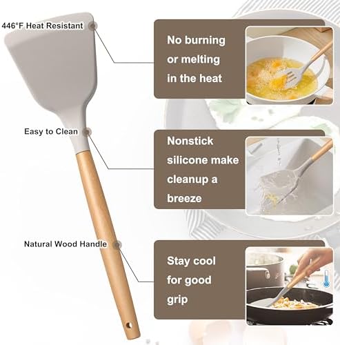 E-far Silicone Cooking Utensils Set, 10-Piece Heat Resistant Kitchen