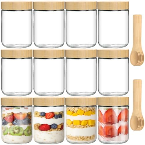 TBWIND 12 Pack 16oz Overnight Oats Containers