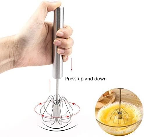 Fnoko Stainless Steel Semi-automatic Egg Whisk - 3PCS Hand Push Rotary