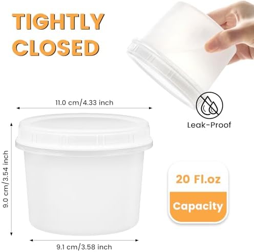 TUZAZO 6 Pack - 20 Oz Food Storage Containers with Screw Lids