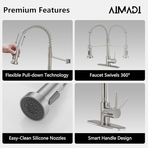 AIMADI Single-Handle Pull-Down Kitchen Faucet, Brushed Nickel