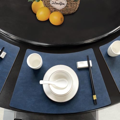 Leather Round Table Washable Placemats, Thick Faux Leather Heat
