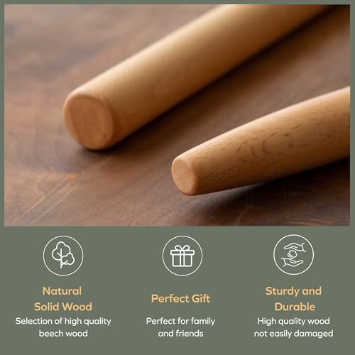 muso wood French Rolling Pin and Silicone Baking Mat Set