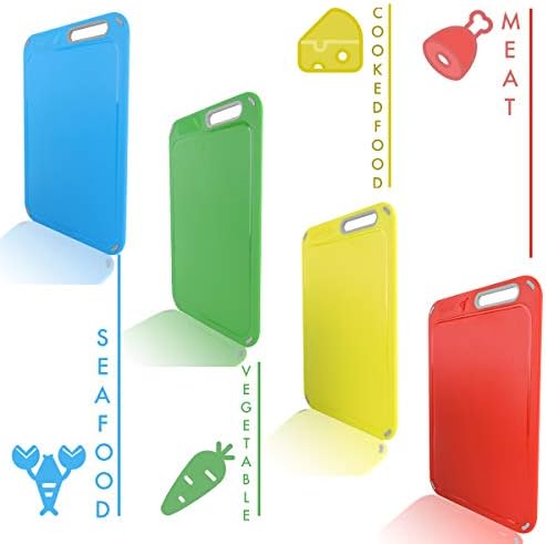 Color Coded Cutting Boards Set of 4 with Holder, BPA-Free