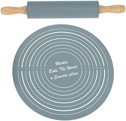 Silicone Rolling Pin Set, Beech Wood Dough Roller with 13.2in Nonstick