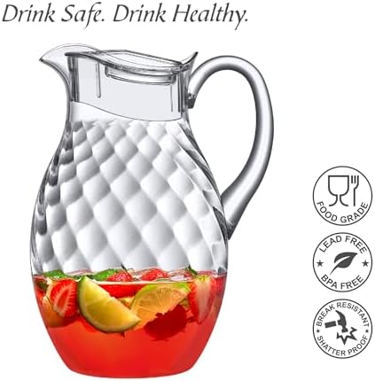 Abby - Bubbly Whirly Grand - Plastic Pitcher (96 oz, 3 Quart), Clear