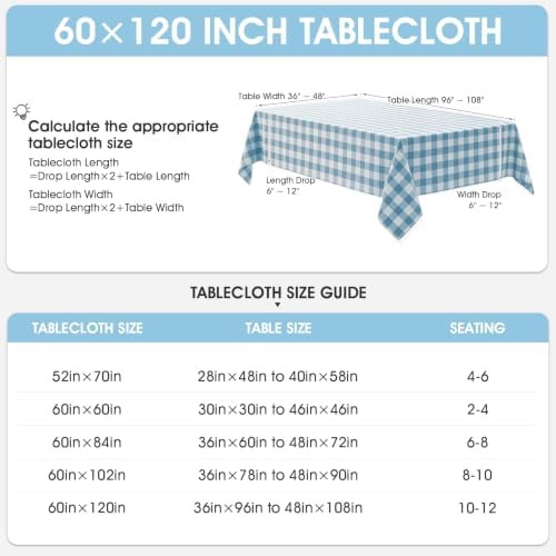 Veblandy Checkered Tablecloth Rectangle Waterproof Gingham Table Cloth