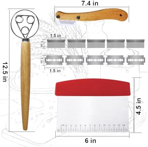 Bread Making Tools and Supplies - Set of 3 - Danish Dough Whisk and
