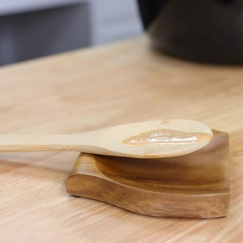 Potted Pans Wooden Spoon Rest - Acacia Wood Stove Top Spoon Holder