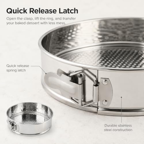 9 Inch Stainless Steel Springform Pan, Include Parchment Paper Liners