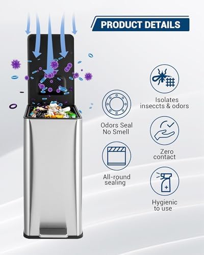 Garvee 4 Gal Stainless Steel Step-On Trash Can
