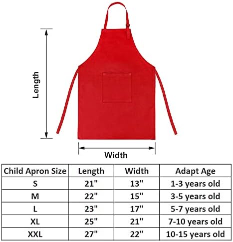 TOPTIE Child Cotton Canvas Apron with Pocket, Adjustable Strap for