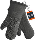 Xlnt Extra Long Black Oven Mitts, Heat Resistant