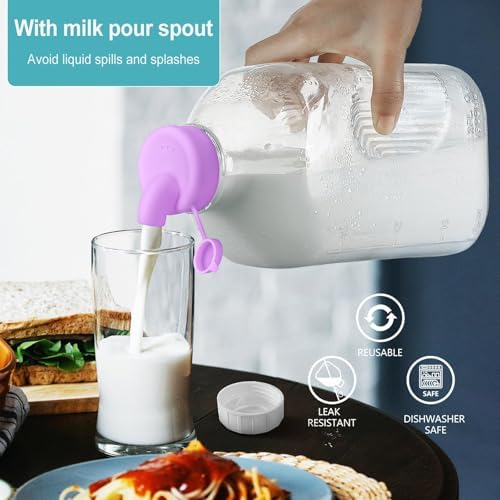 Ritayedet 64 Oz Glass Milk Bottle With Lid, Half Gallon Glass Pitcher