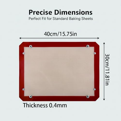 2 Pcs Silicone Baking Mat with Buckle, 11.81 x 15.75in