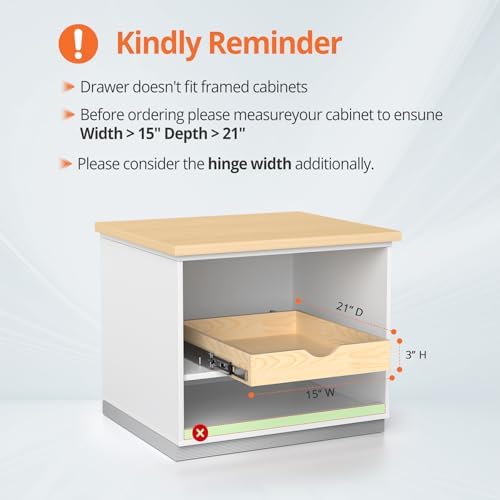 ZOINLIY Wooden Pull Out Cabinet Organizer, 21'' Deep Slide Out Drawer