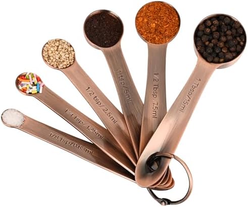 Copper Measuring Cups and Spoons Set, Stainless Steel Measuring Cups