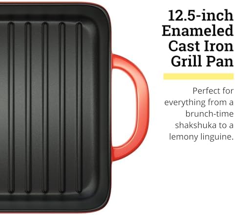 Lodge 12.5 x 8 Inch Enameled Cast Iron Grill Pan, Red