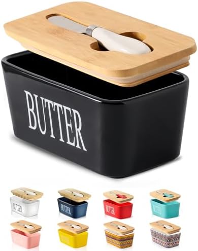 Hasense Butter Dish with Lid, Ceramic Butter Dish with Knife for