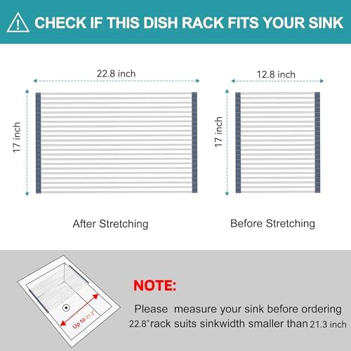 BBXTYLY Extra Large Expandable Roll Up Dish Drying Rack,Over The Sink