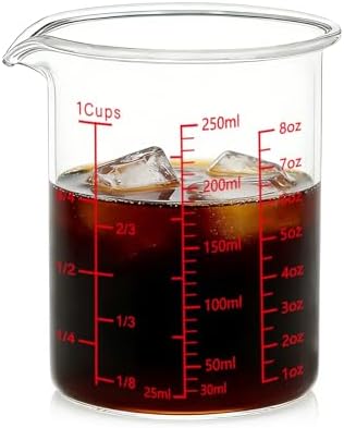 BCnmviku Glass Measuring Cup 8OZ/250ML/1 CUP High Borosilicate Heat