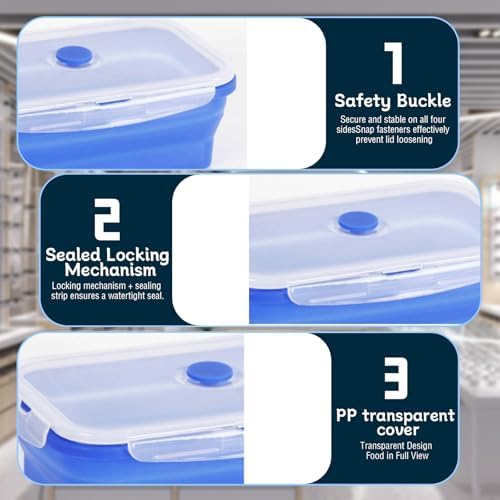 4 Collapsible Food Storage Containers, Silicone Food Storage